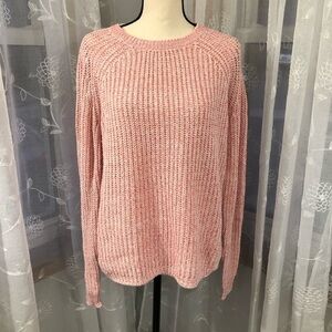 Faded glory peach knit sweater crew neck SZ  L